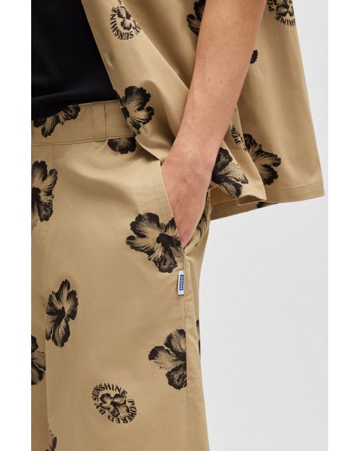HUGO Baggy-Fit Short in het Natural voor heren