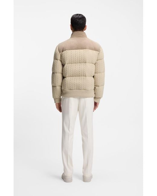 Boss Daunenjacke Aus Wolle Und Kaschmir Mit Veloursleder-Details in Natural für Herren