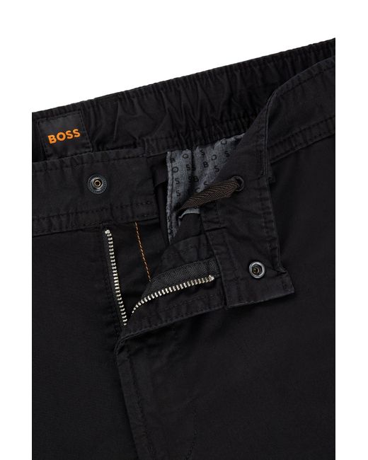 Boss Black Cargo Trousers In Stretch-cotton Poplin for men