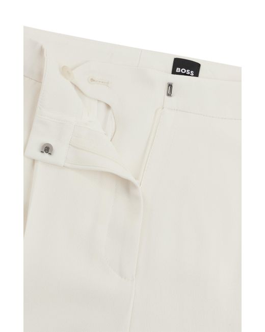 Boss White Regular-fit Trousers In Matte Fabric