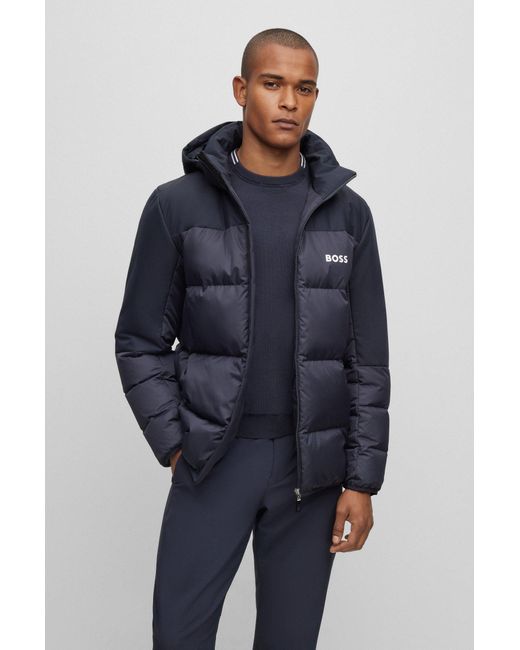 BOSS by HUGO BOSS Regular-fit Water-repellent Down Jacket With Logo Detail  in Blue for Men | Lyst UK