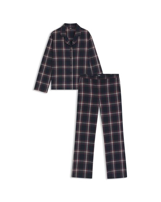 Boss Black Cotton-Blend Pyjamas With Check Pattern