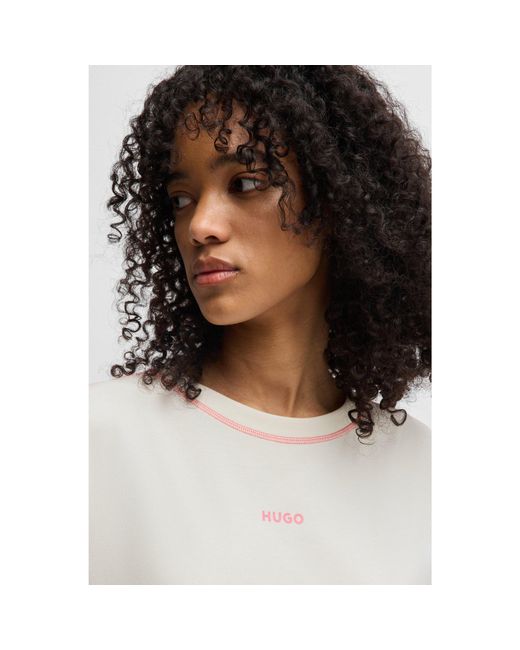 HUGO White Stretch-Cotton Pyjamas With Contrast Logos
