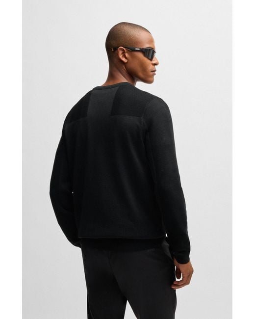 Boss Trui Met Ronde Hals En Merkaccent Van Vochtregulerend, Flexibel Materiaal in het Black voor heren