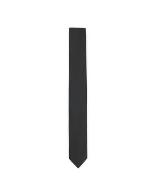 HUGO Black Silk-Blend Tie With Jacquard Weave for men