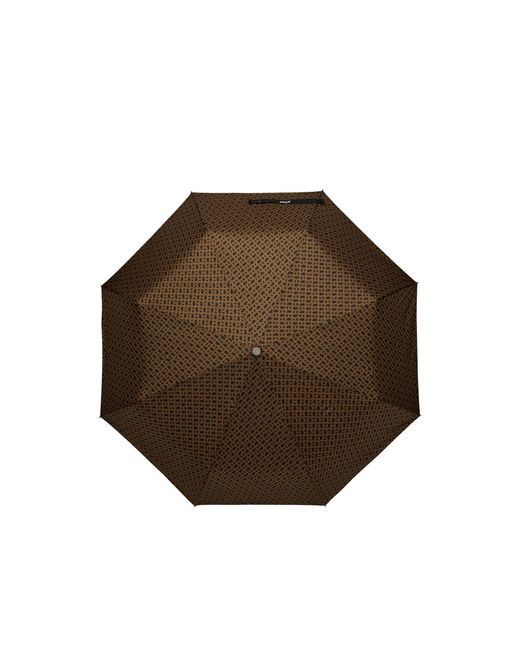 Boss Brown Camel Monogram-Pattern Umbrella With Logo Strap