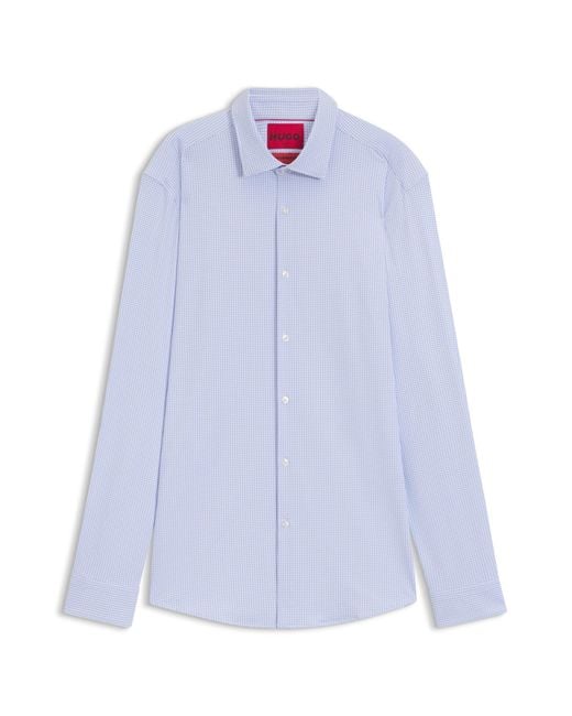 HUGO Slim-Fit Hemd Aus Funktionalem Stretch-Jersey Mit Print in Blue für Herren