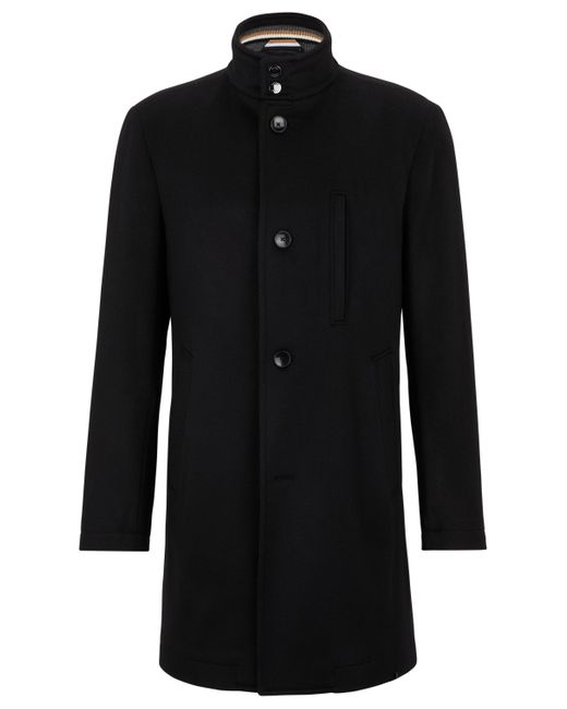 BOSS by HUGO BOSS Slimfit Coat In Wool And Cashmere Black Men's