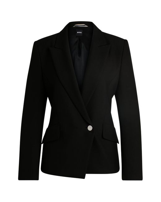 Boss Black Regular-fit Double-breasted Jacket In Stretch Material