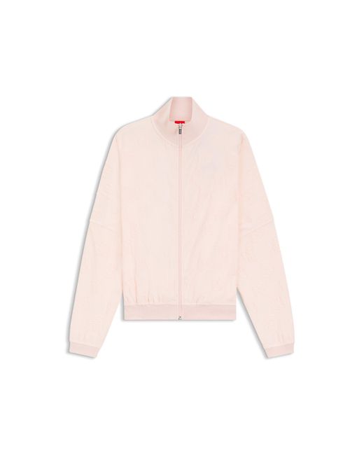 HUGO Pink Cotton-Blend Jacket With All-Over Logo Pattern