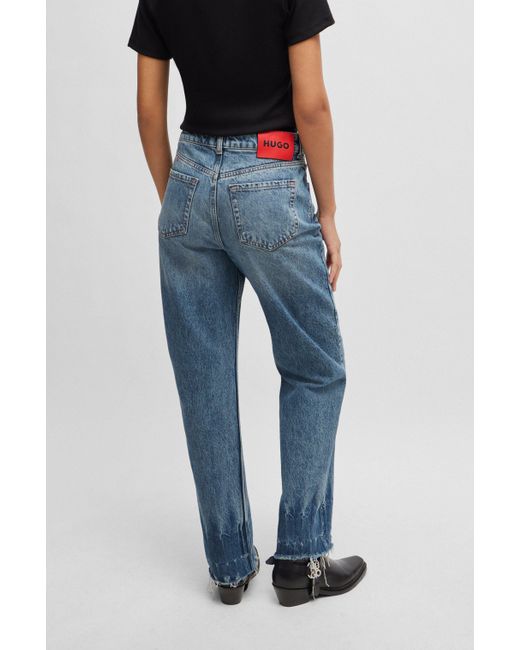 HUGO Relaxed-fit Jeans In Blue Tinted Denim