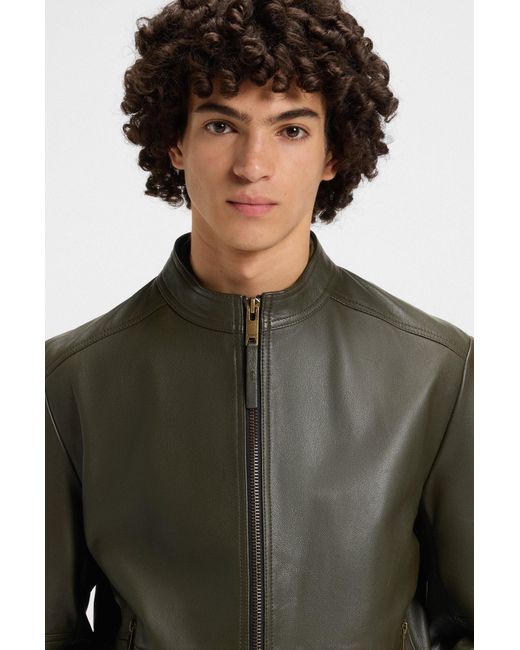 HUGO Slim-Fit Jas Van Generfd Leer in het Green voor heren