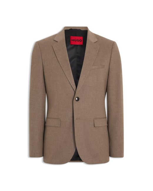 HUGO Brown Extra-Slim-Fit Suit Jacket for men