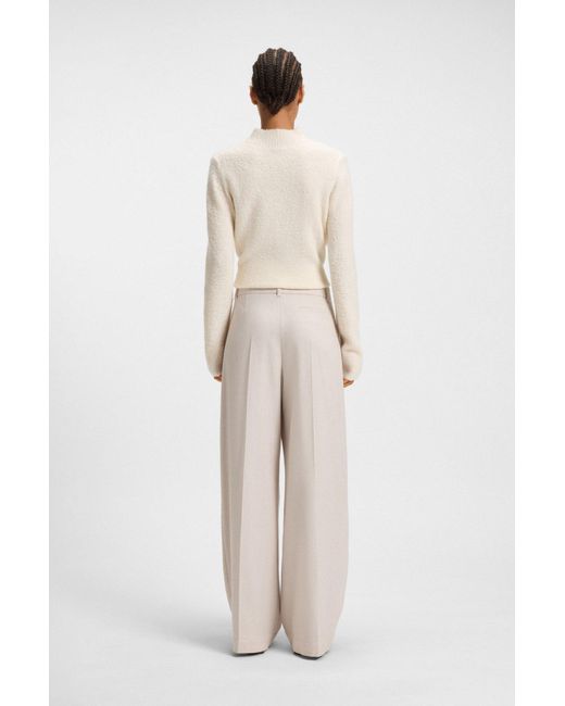 Boss Regular-Fit Broek Met Wijde Pijpen Van Zacht Flanel in het White