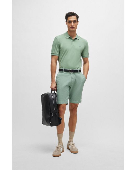 Boss Slim-Fit Shorts aus elastischem Baumwoll-Twill in Green für Herren