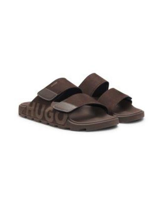 Mules En Faux Cuir Suédé Avec Détails De Logo HUGO pour homme en coloris Brown