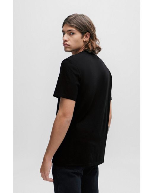 BOSS by HUGO BOSS Cotton-jersey T-shirt With Puffed Flame Logo in Black ...