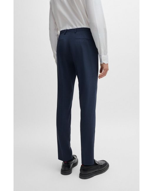 HUGO Blue Extra-slim-fit Trousers In Houndstooth Stretch Cloth for men