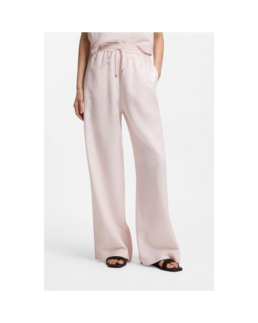 Boss Pink Wide-Leg Trousers With Elasticated Waistband