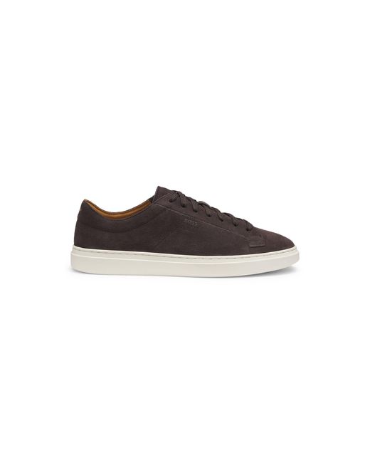Boss Brown Suede Trainers With Emed Logo for men