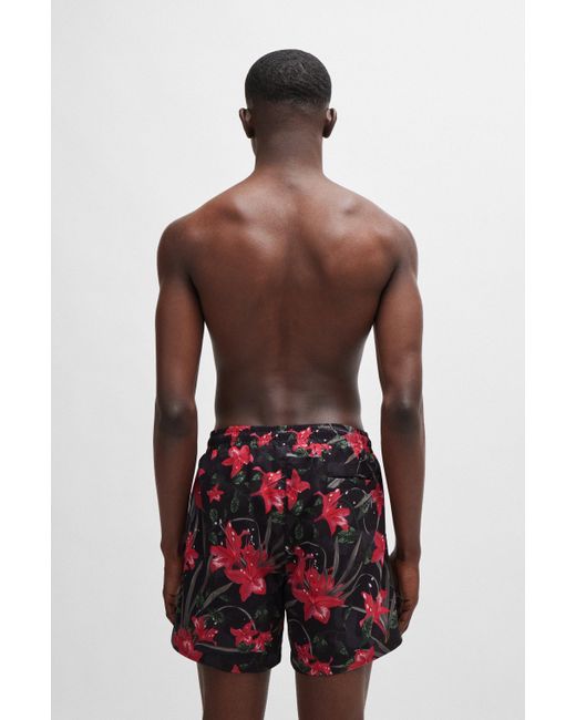 HUGO Red Fully Lined Swim Shorts With Seasonal Print for men