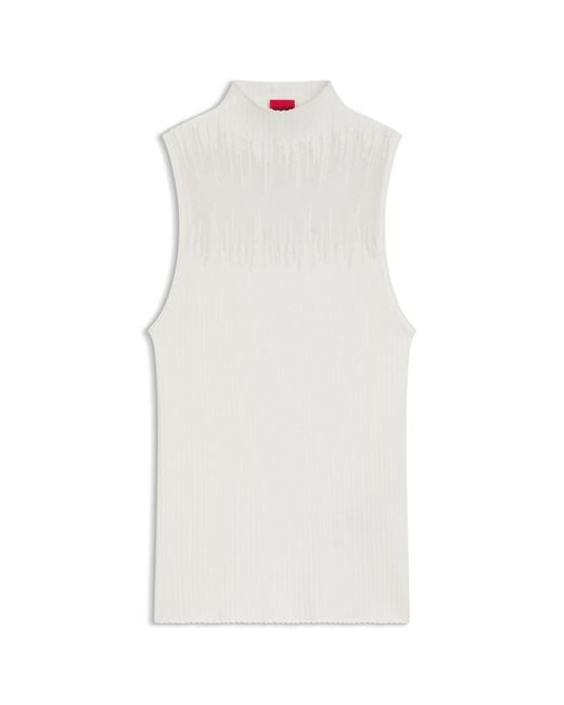 HUGO Blue Knitted Top With Sheer Section