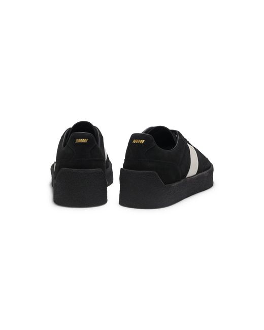 HUGO Black Suede Trainers With Side Stripe for men