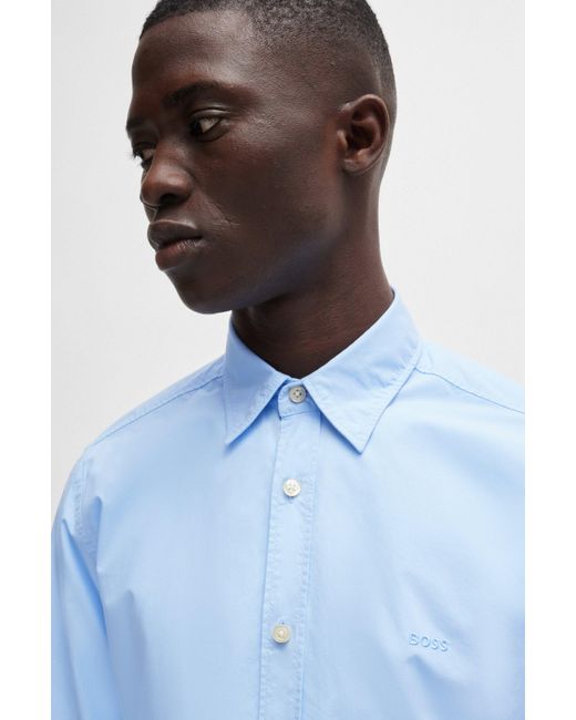 Boss Regular-Fit Hemd aus Baumwoll-Popeline mit Kentkragen in Blue für Herren