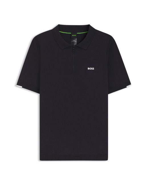 Pull À Encolure Polo Zippée En Coton Boss pour homme en coloris Black