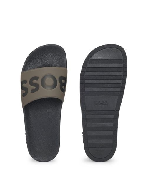 Boss Green Italian-made Slides With Large Logo Detail for men
