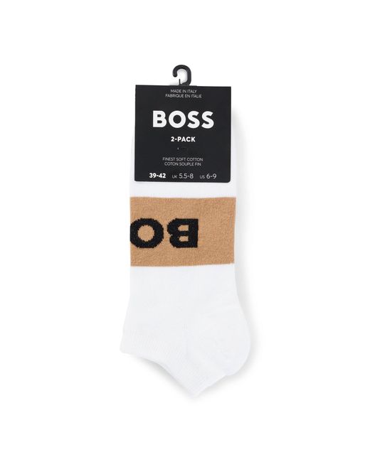 Boss Blue Two-Pack Of Ankle-Length Socks With Logo Details for men