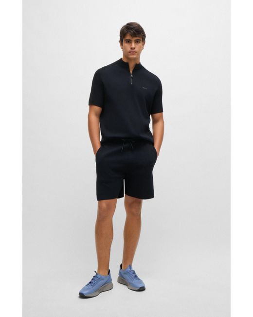 Boss Regular-fit Shorts Van Een Thermoregulerende Katoenmix in het Blue voor heren