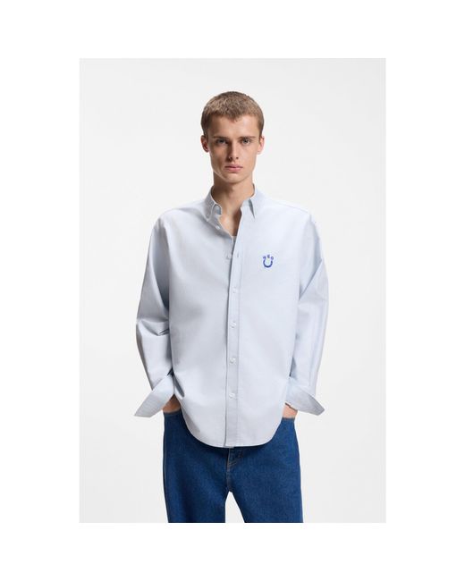 HUGO Blue Oversized-Fit Shirt for men