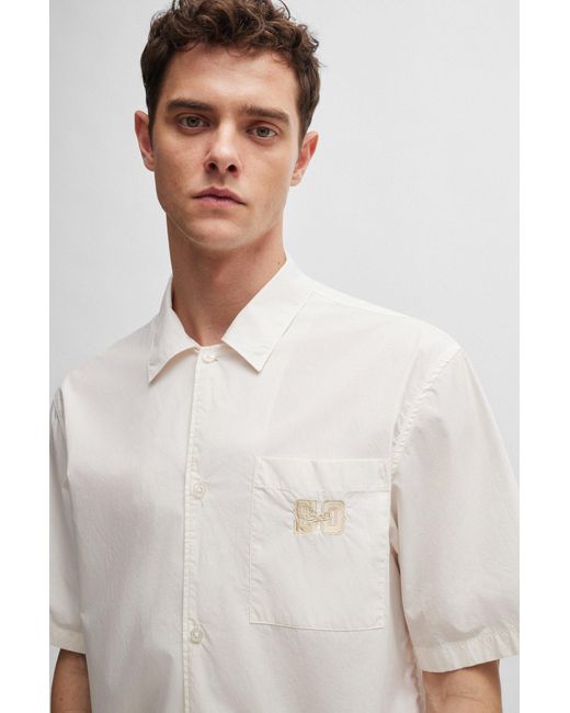 Boss White X Shohei Ohtani Relaxed-fit Cotton-poplin Shirt for men