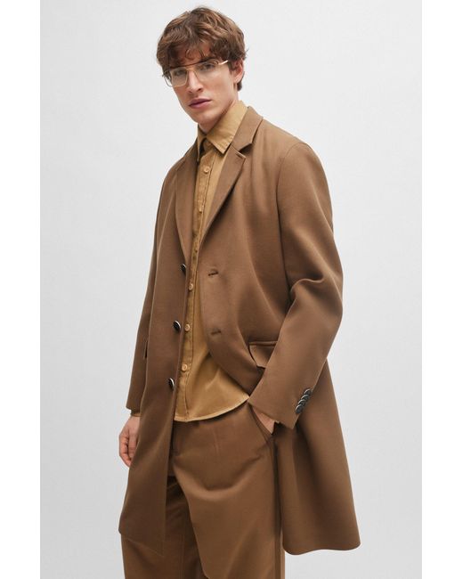 Boss Natural Slim-fit Coat In A Cotton Blend for men