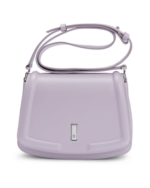 Boss Purple Leather Saddle Bag With Signature Hardware And Monogram