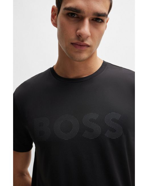 Boss T-Shirt aus Performance-Stretch-Gewebe mit dekorativem reflektierendem Logo in Black für Herren