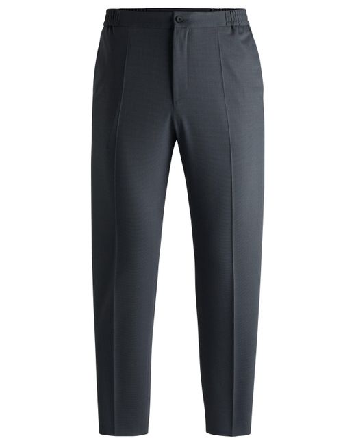 HUGO Blue Slim-fit Trousers In Patterned Stretch Twill for men