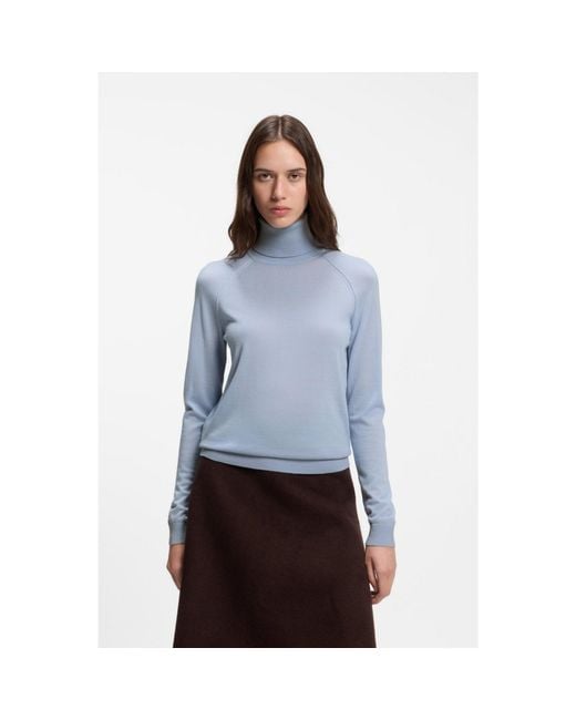 Boss Blue Slim-Fit Rollneck Sweater