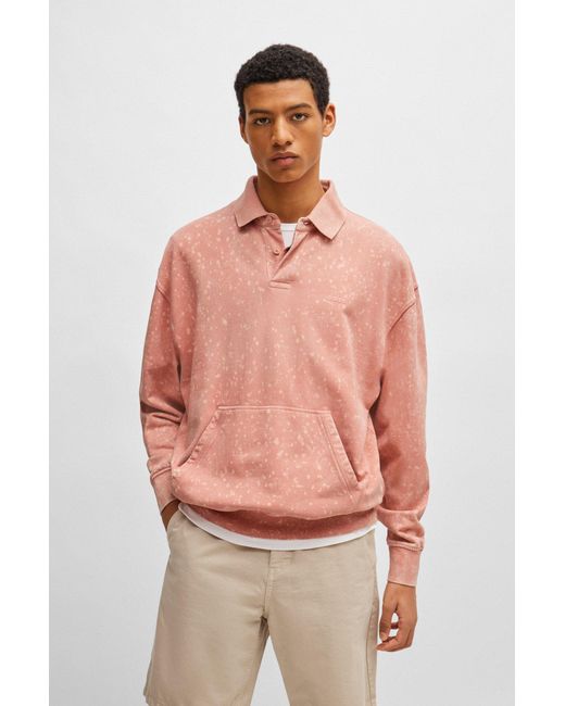 Boss Pink Relaxed-fit Sweatshirt In Cotton Terry With Logo Detail for men