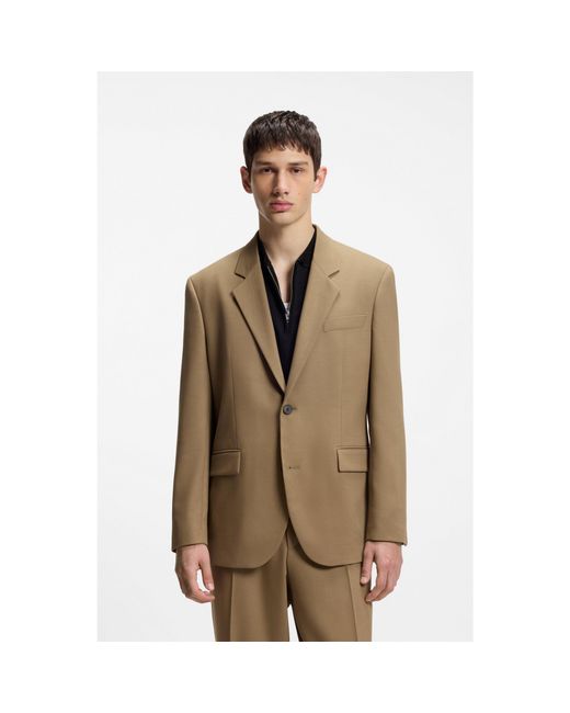 HUGO Brown Modern-Fit Suit Jacket for men