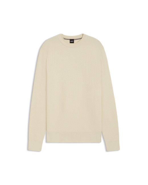 Boss Natural Cotton Sweater With Mixed Structures for men