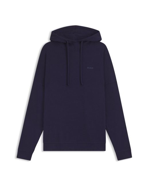 Sweat À Capuche En Jacquard Gaufré De Coton Mélangé HUGO pour homme en coloris Blue