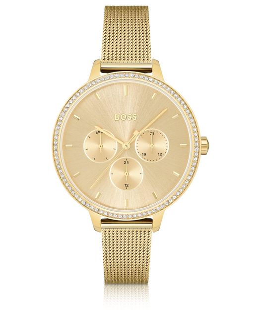 BOSS by HUGO BOSS Gold effect Watch With Crystal set Bezel in