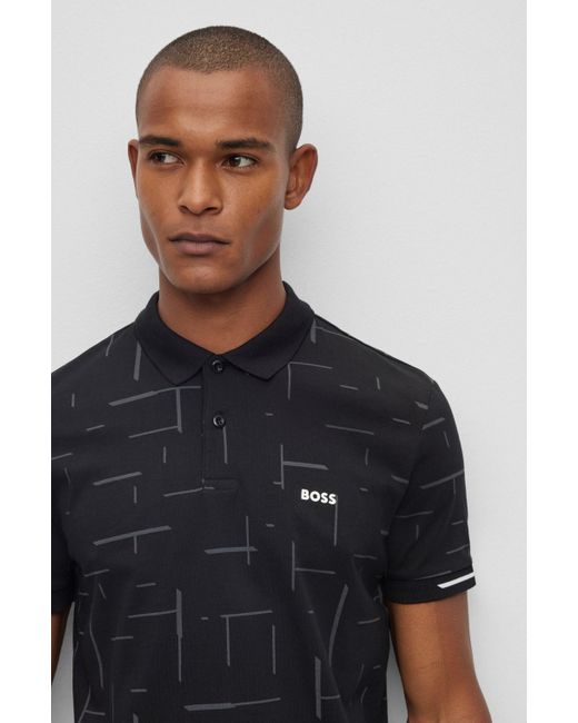BOSS by HUGO BOSS Cottonjersey Polo Shirt With Tonal Printed Pattern