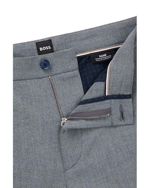 Boss Blue Regular-fit Trousers In Melange Stretch Panama for men