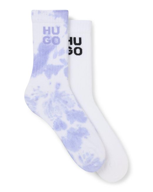 HUGO Zweier-Pack Kurze Socken Mit Rippstruktur Und Stack-Logos in White für Herren