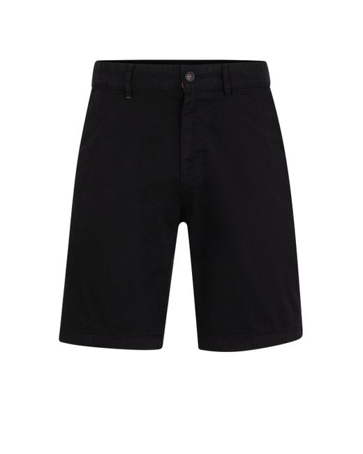 Boss Slim-fit Shorts Van Katoenen Twill Met Stretch in het Black voor heren
