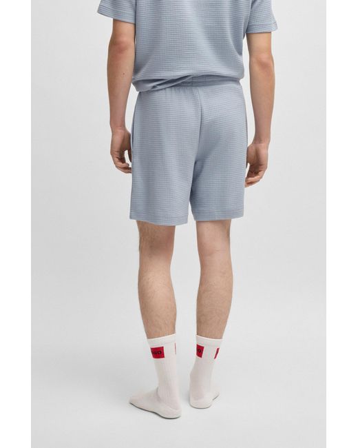 HUGO Pyjamashort Met Wafelstructuur En Logostiksel in het Blue voor heren