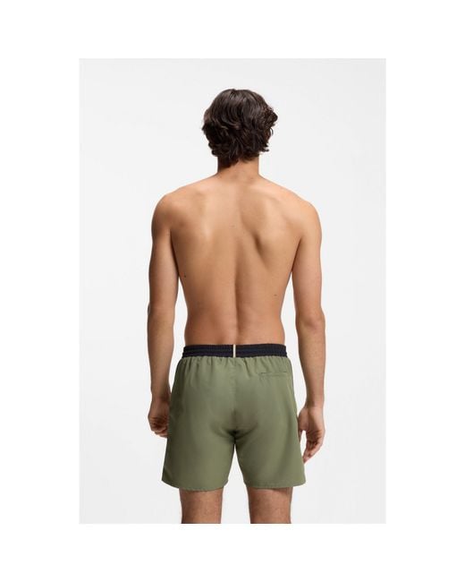 Boss Green Medium-Length Swim Shorts With Contrast Details for men